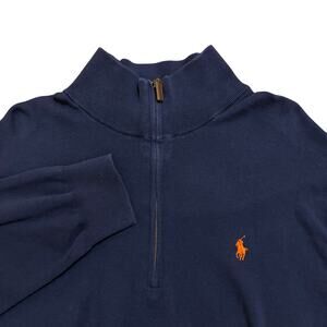 Polo Ralph Lauren Navy Blue Quarter Zip Long Sleeve Pullover Sweater Size 2XLT